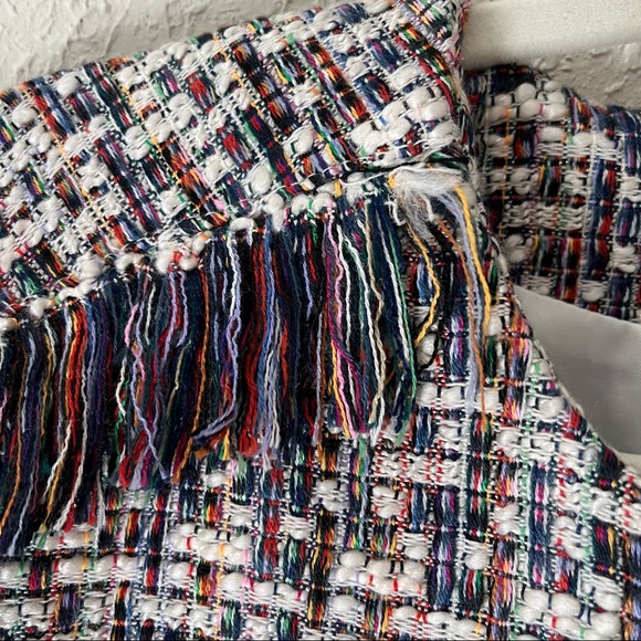 WD.NY women’s cropped tweed blazer w/ fringe detail, size small, multi colored - Picture 5 of 9